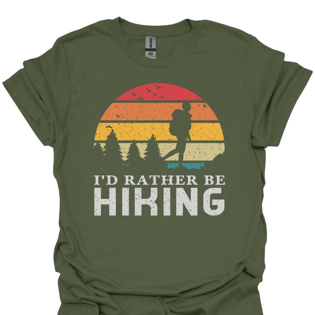 T-Shirt Military Green / S I'd Rather Be Hiking - Retro T-Shirt