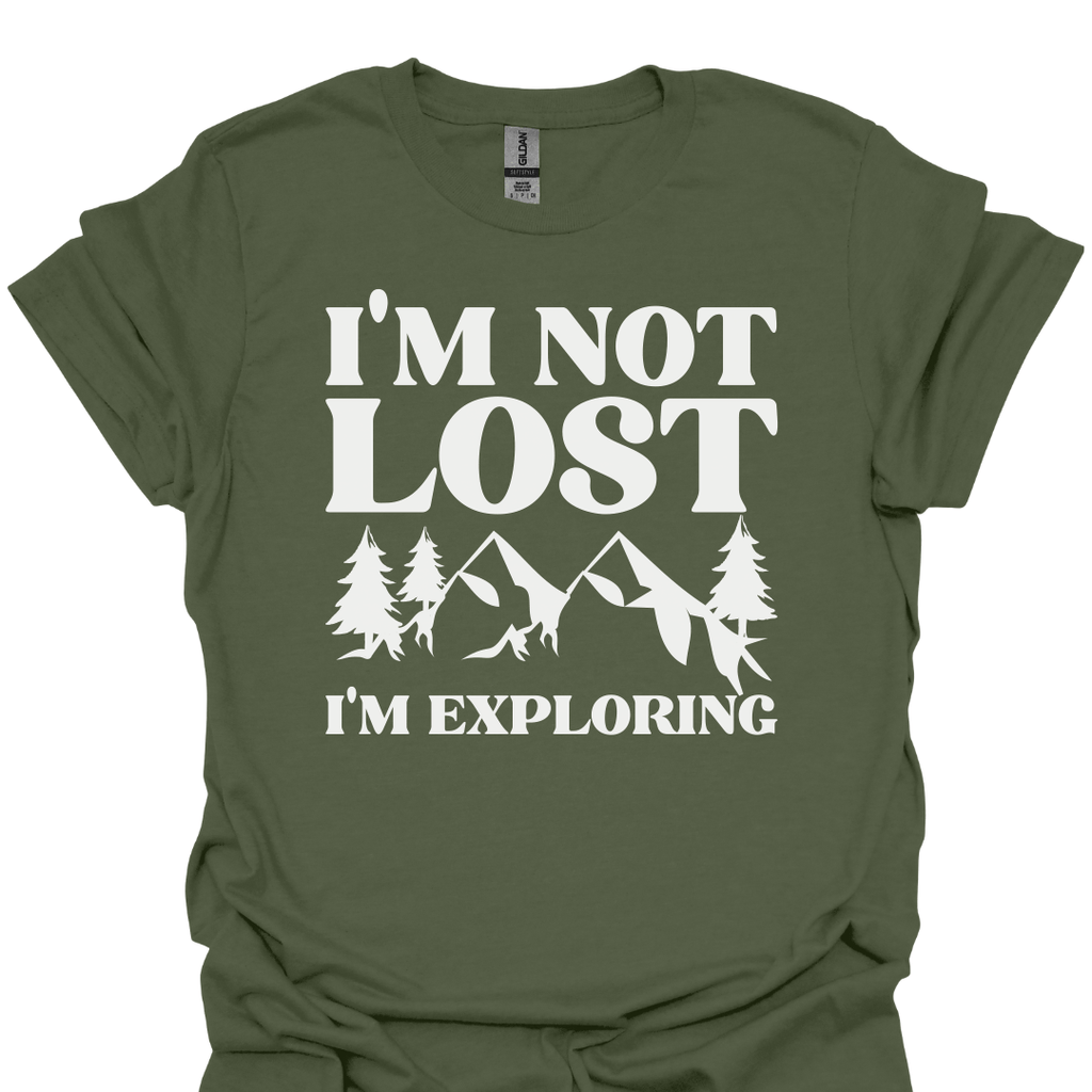 T-Shirt Military Green / S I’m Not Lost, I’m Exploring – Adventure Hiking T-Shirt