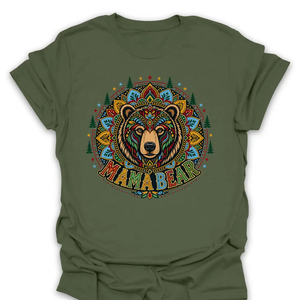 T-Shirt Military Green / S Mama Bear Mandala T-Shirt