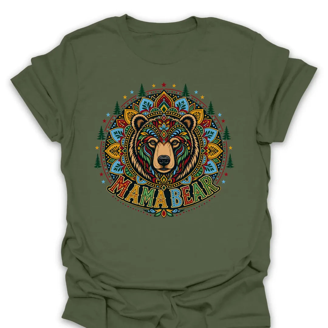 T-Shirt Military Green / S Mama Bear Mandala T-Shirt