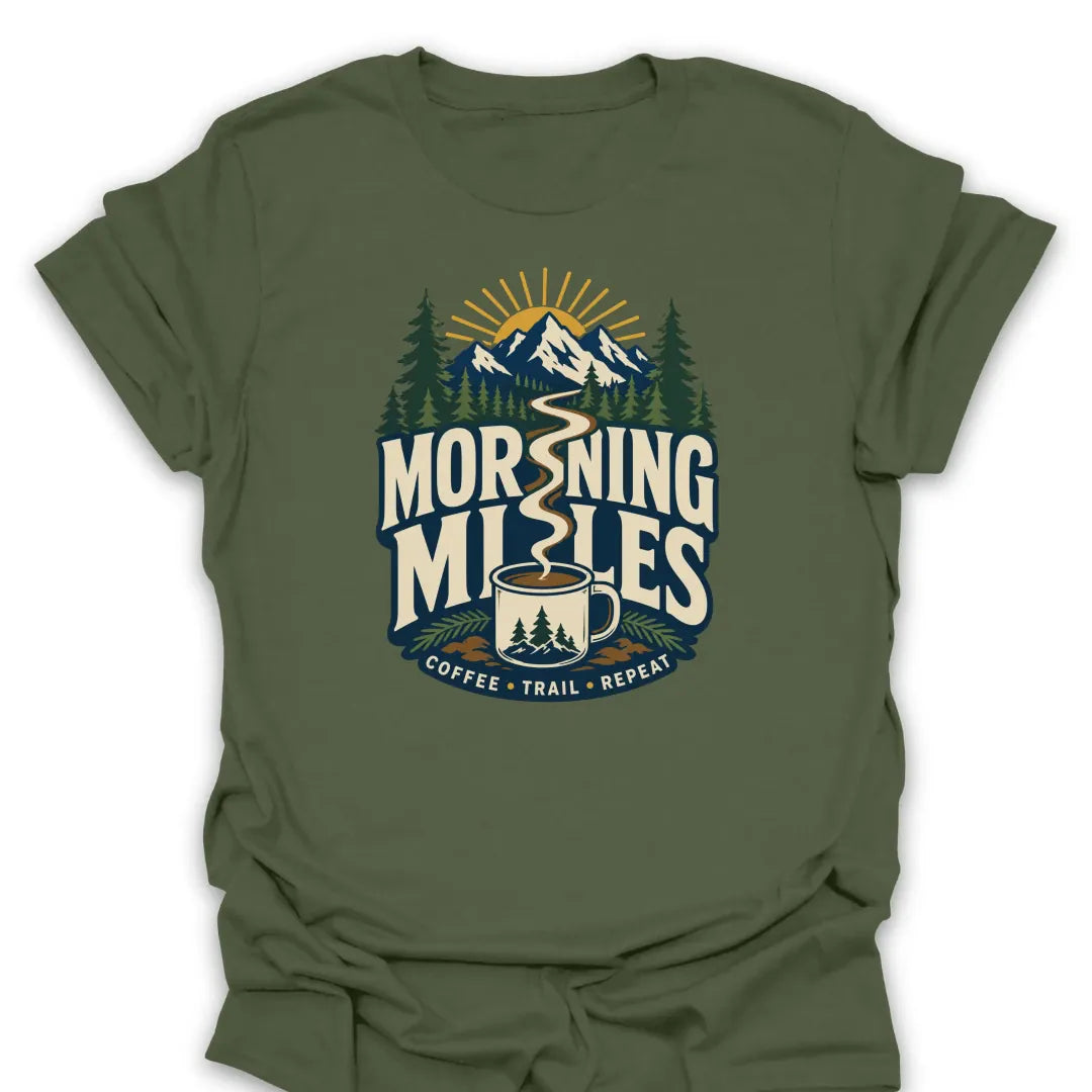 T-Shirt Military Green / S Morning Miles Coffee