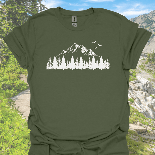 T-Shirt Military Green / S Mountain Pines Scenic Nature T-Shirt