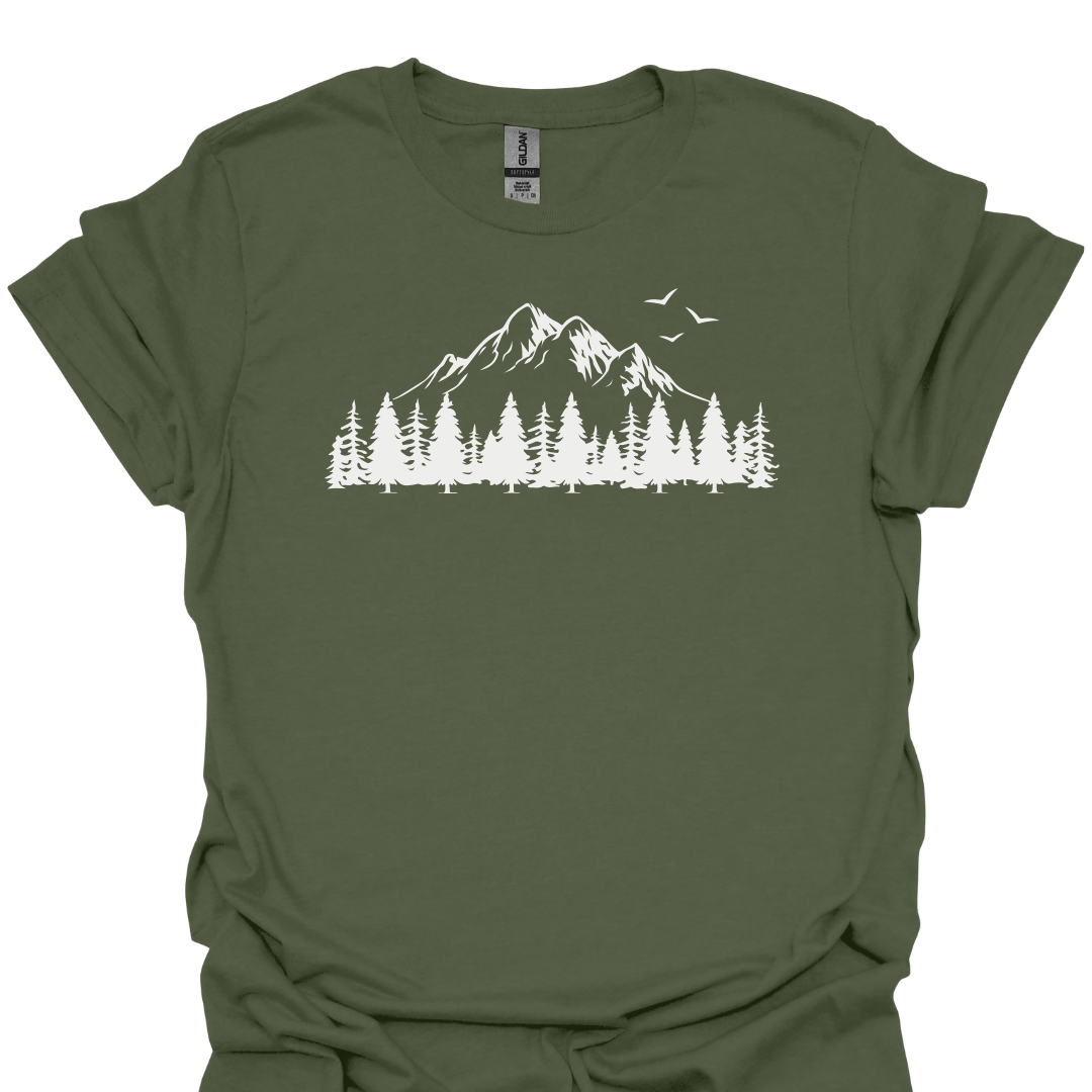 T-Shirt Military Green / S Mountain Pines Scenic Nature T-Shirt