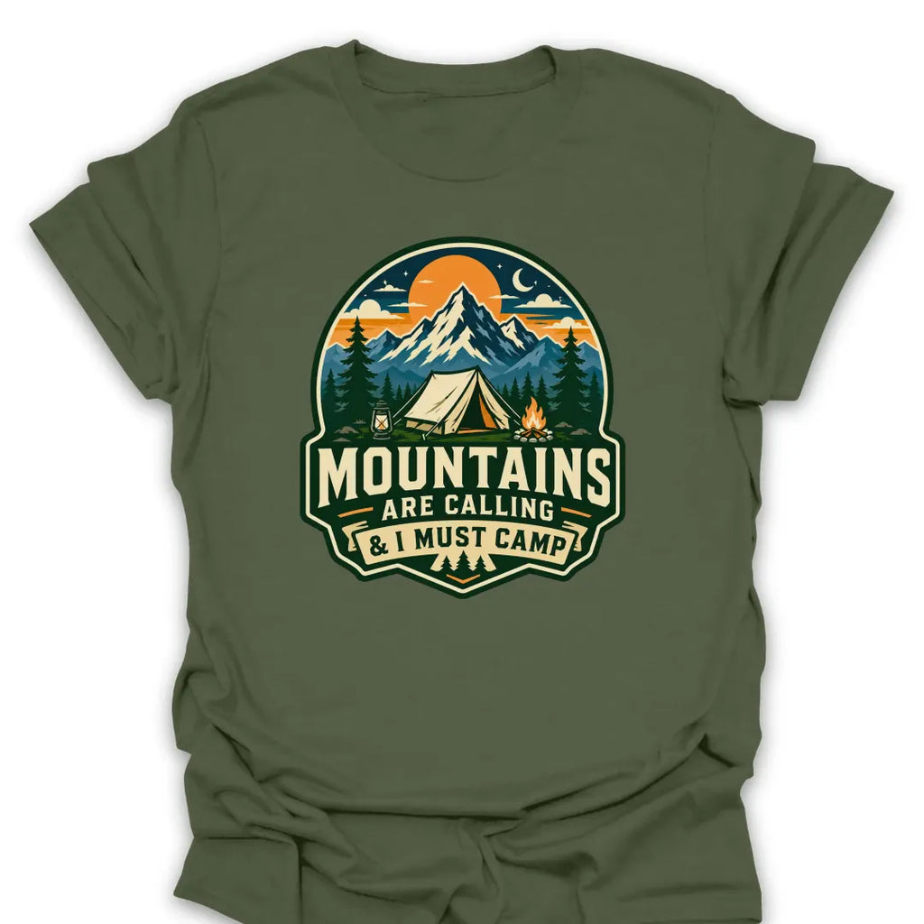 T-Shirt Military Green / S Mountains Are Calling Must Camp T-Shirt