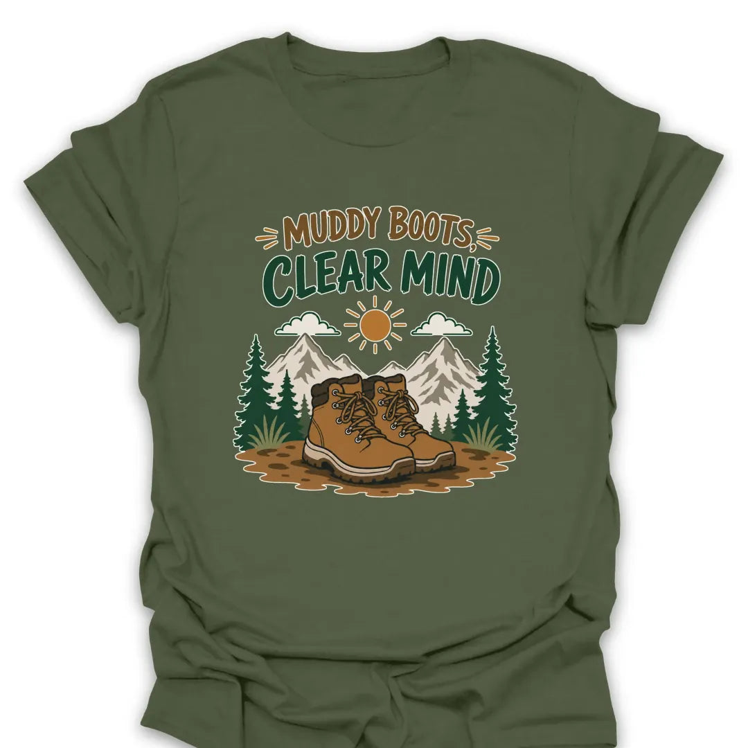T-Shirt Military Green / S Muddy Boots, Clear Mind