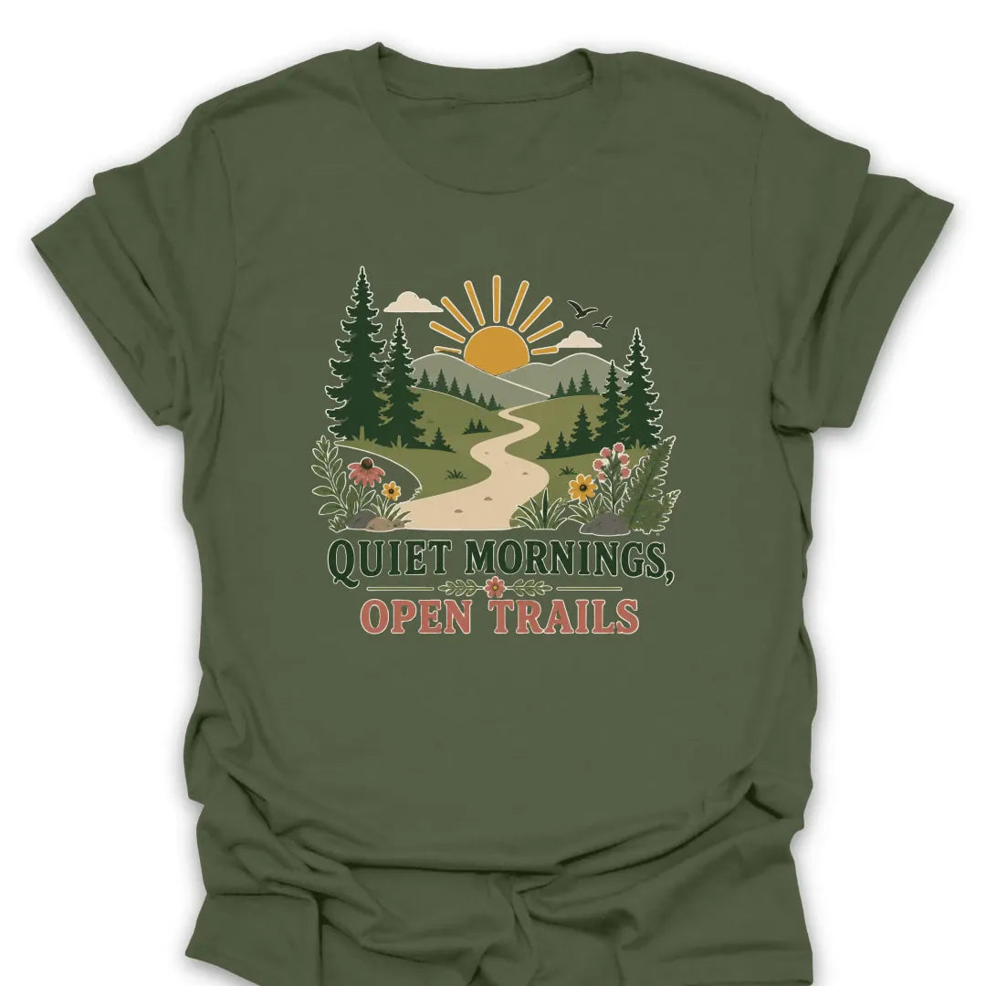 T-Shirt Military Green / S Quiet Mornings, Open Trails