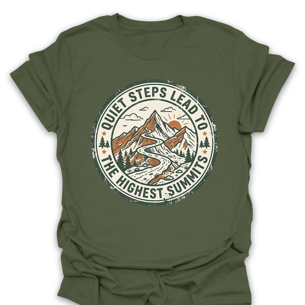 T-Shirt Military Green / S Quiet Steps Highest Summits Vintage Hiking Tee