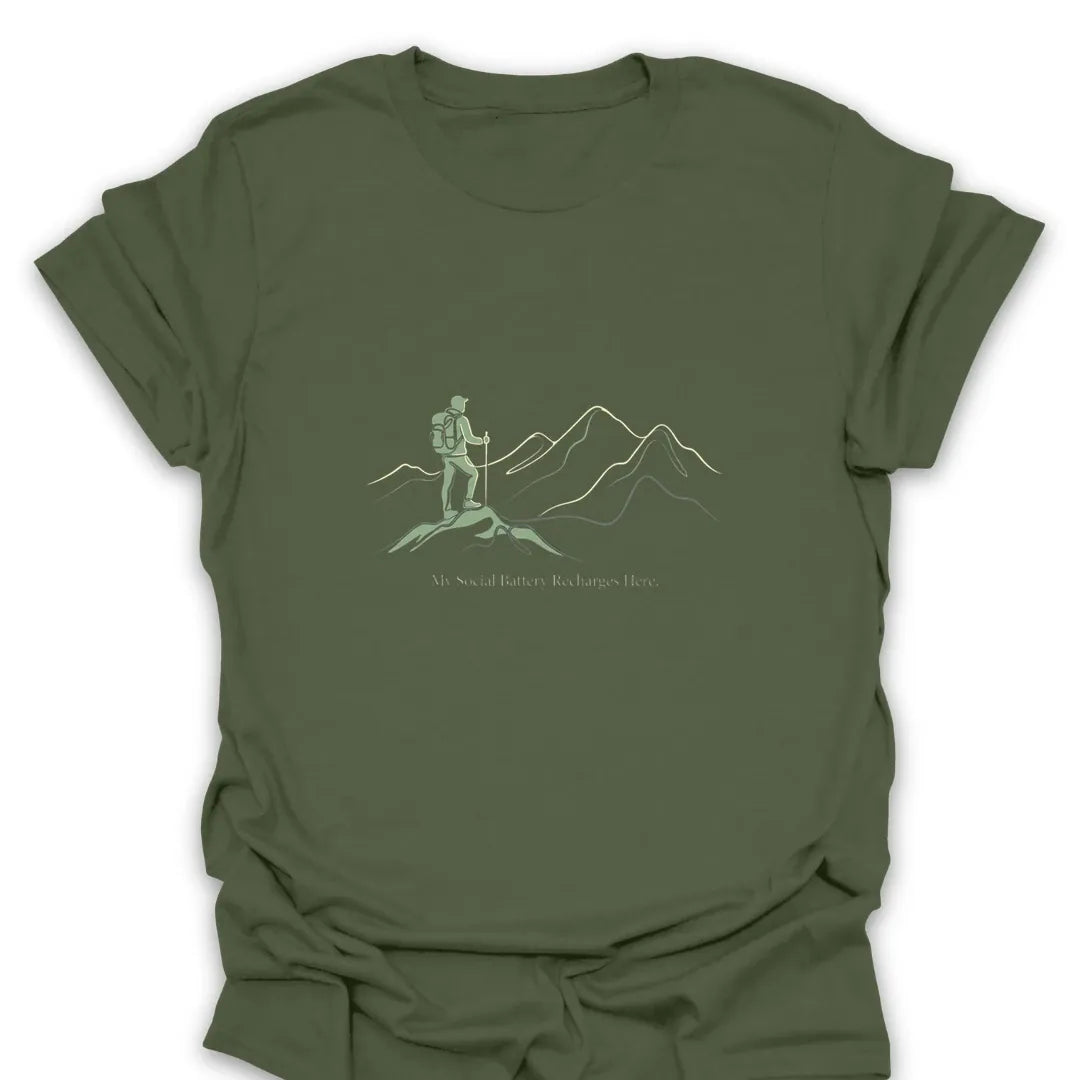 T-Shirt Military Green / S Social Battery Recharge T-Shirt