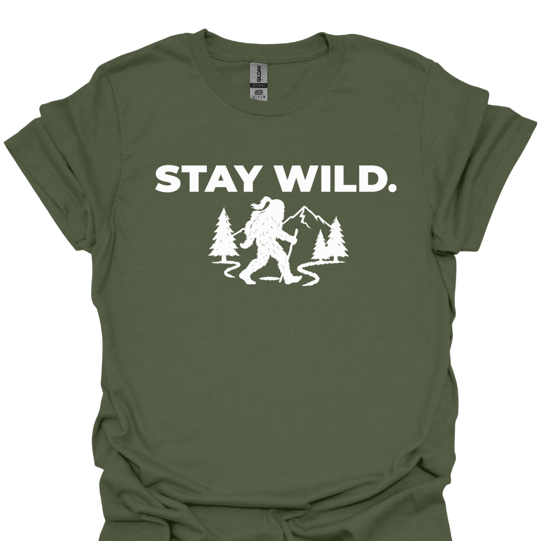 T-Shirt Military Green / S Stay Wild Bigfoot T-Shirt