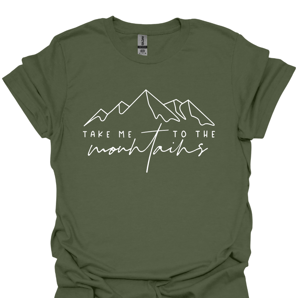 T-Shirt Military Green / S Take Me to the Mountains – Nature Lovers Hiking T-Shirt