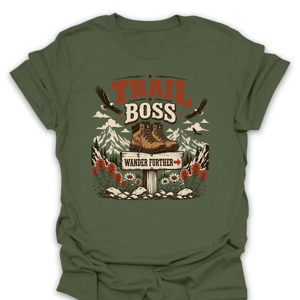 T-Shirt Military Green / S Trail Boss Wander Further T-Shirt