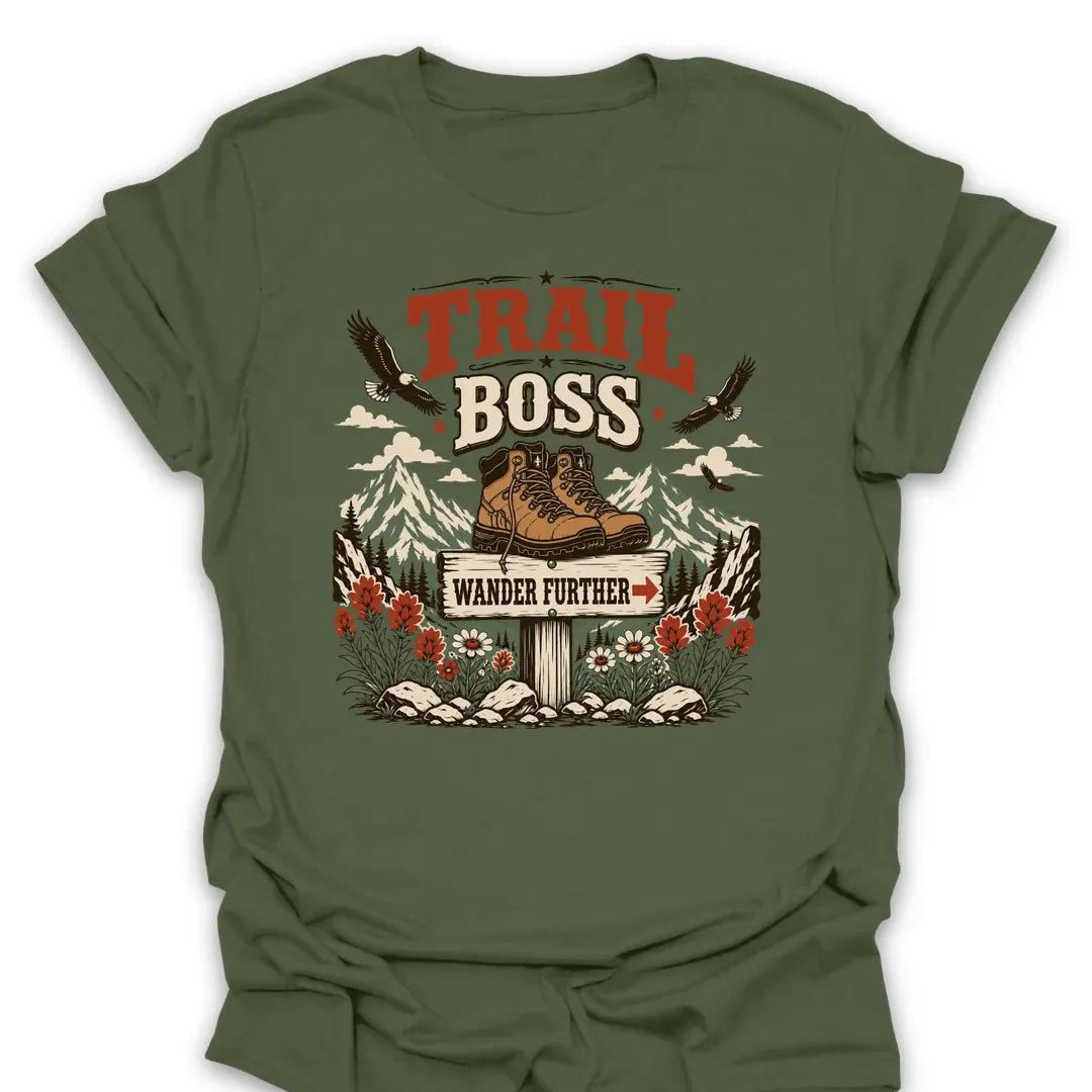 T-Shirt Military Green / S Trail Boss Wander Further T-Shirt
