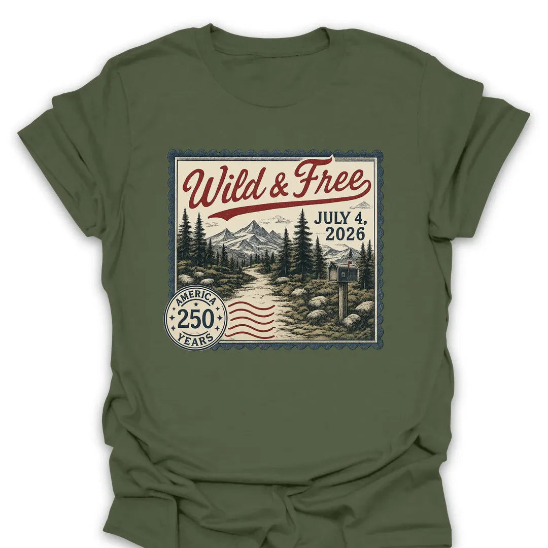 T-Shirt Military Green / S Wild & Free America 250 Years T-Shirt
