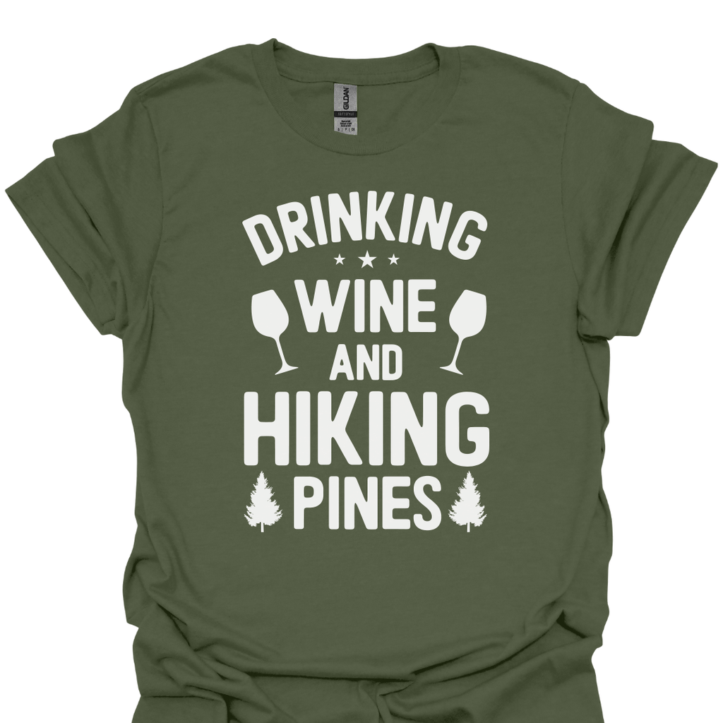 T-Shirt Military Green / S Wine and Hiking Pines T-Shirt