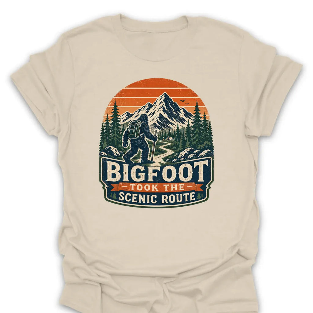 T-Shirt Natural / S Bigfoot Took The Scenic Route T-Shirt