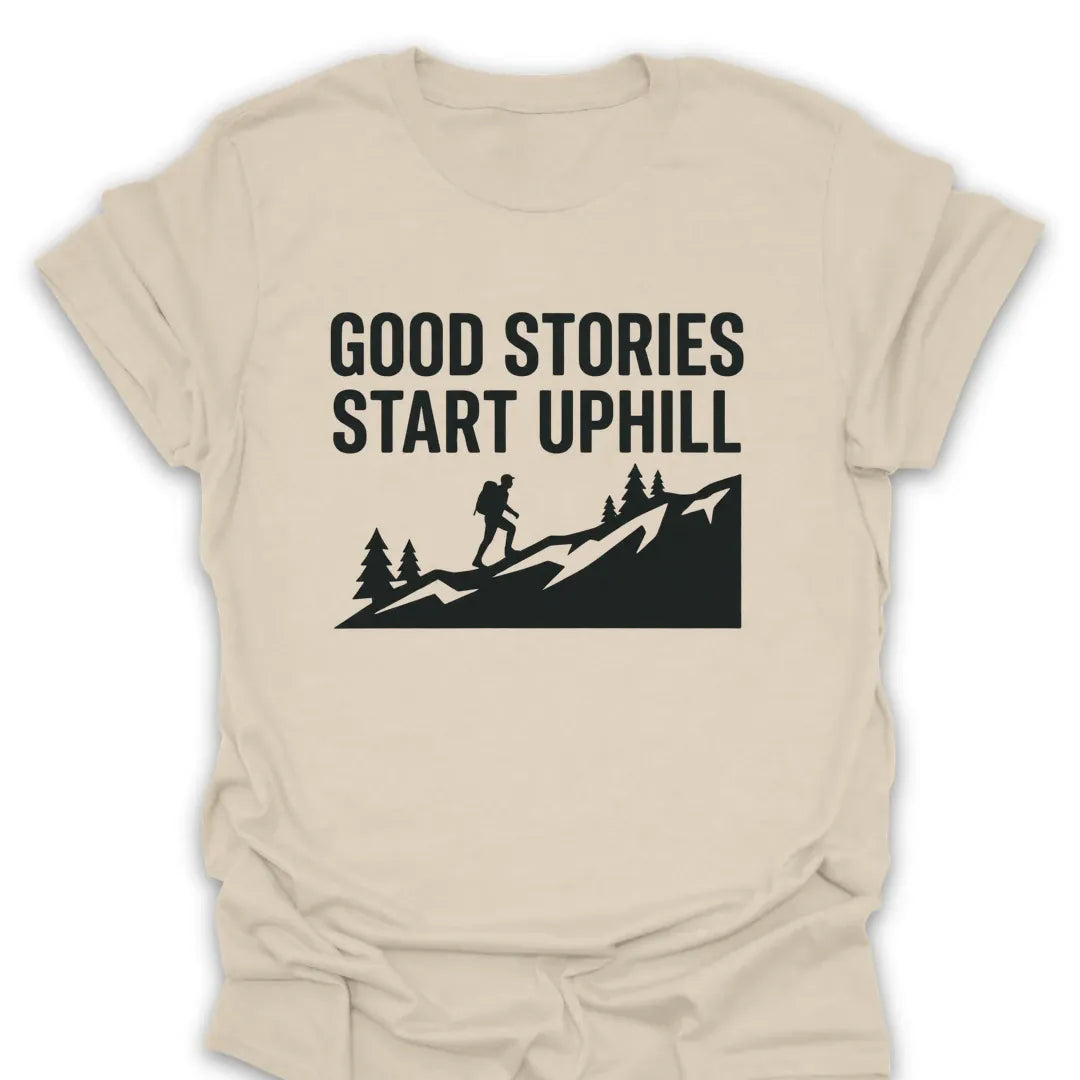 T-Shirt Natural / S good-stories-start-uphill_black