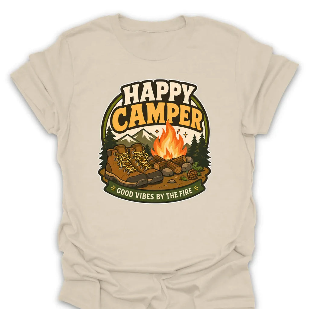 T-Shirt Natural / S Happy Camper Good Vibes T-Shirt
