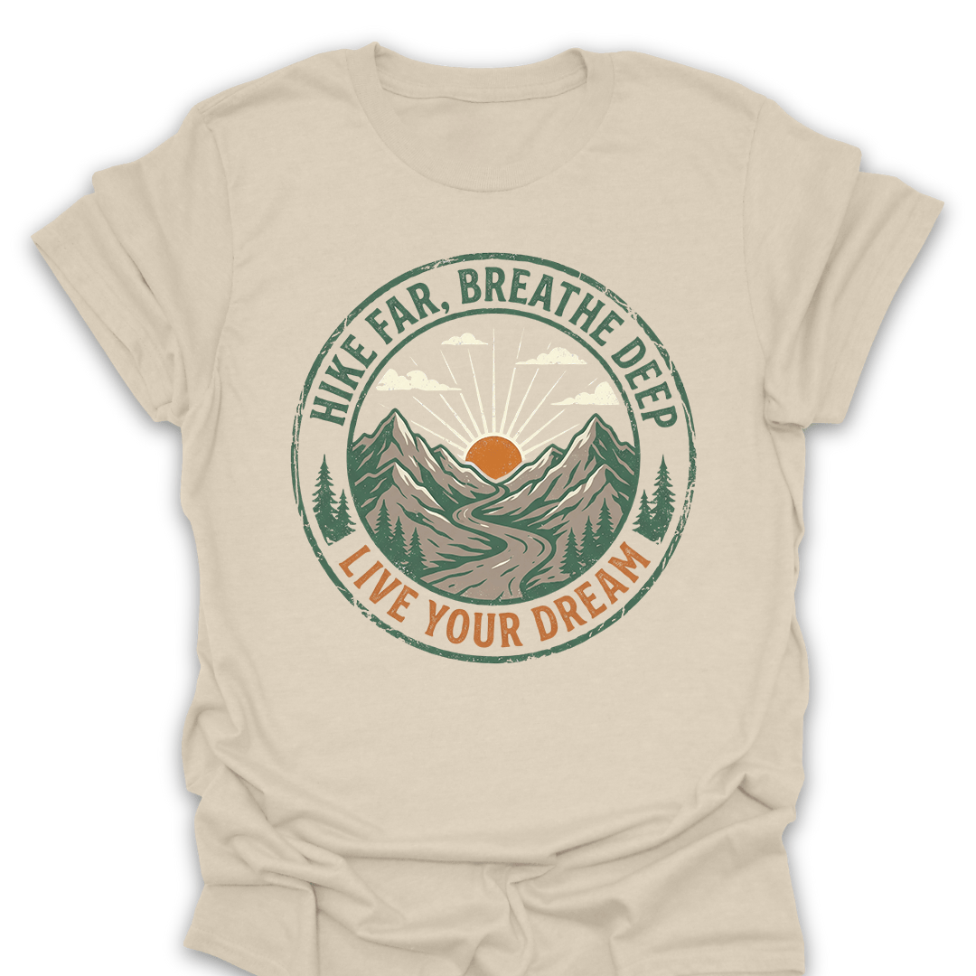 T-Shirt Natural / S Hike Far Breathe Deep Adventure Tee