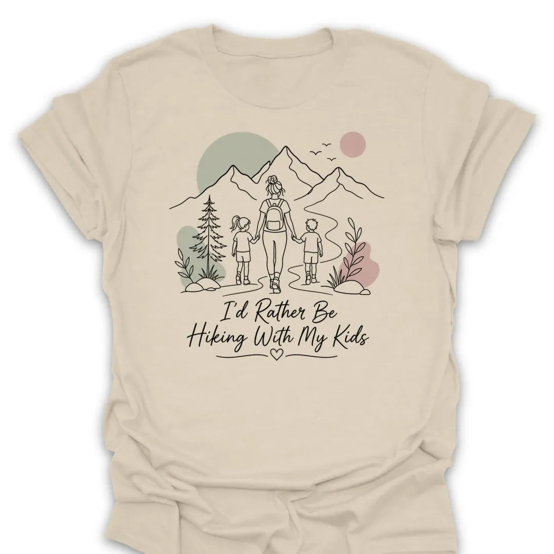 T-Shirt Natural / S Id Rather Be Hiking With My Kids T-Shirt