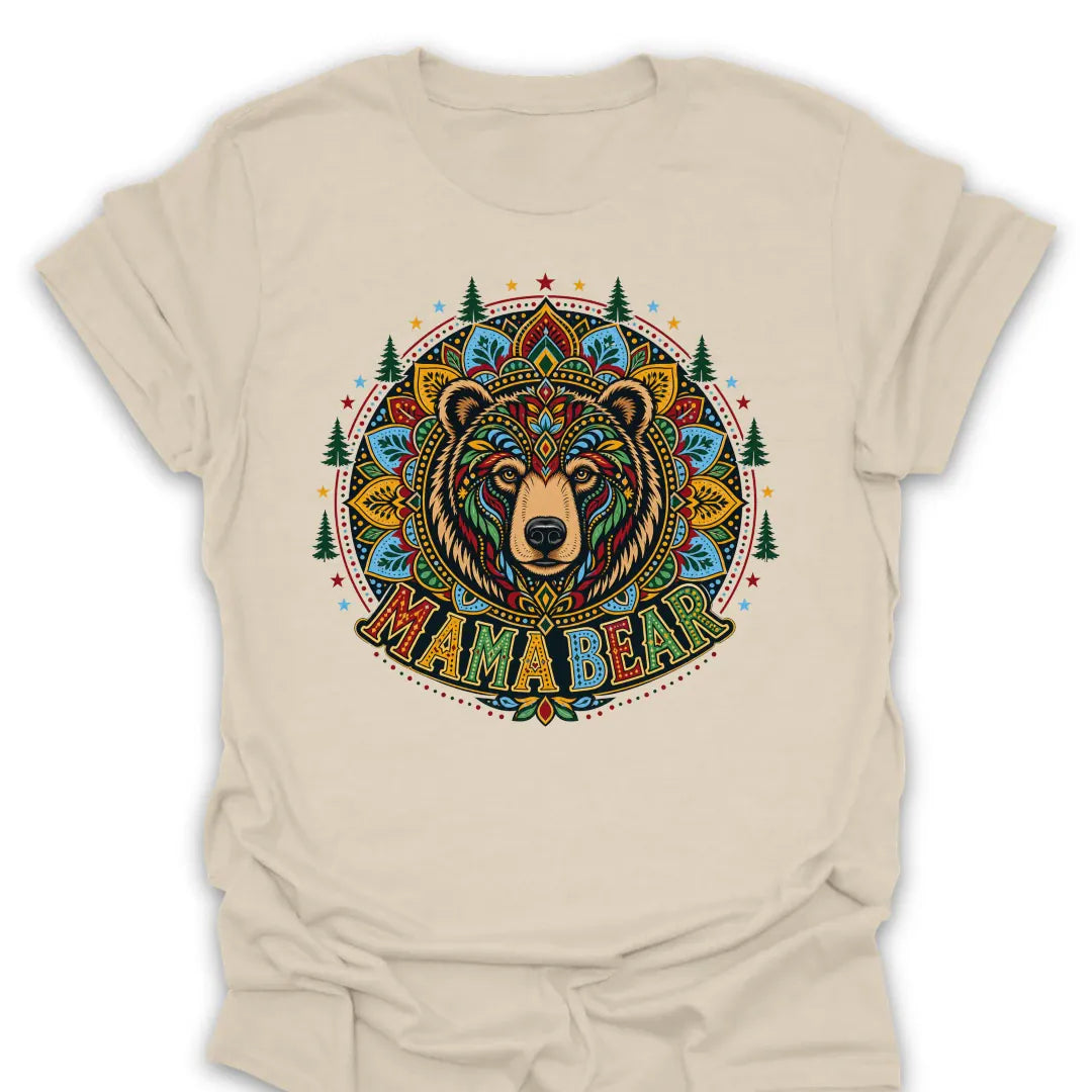 T-Shirt Natural / S Mama Bear Mandala T-Shirt