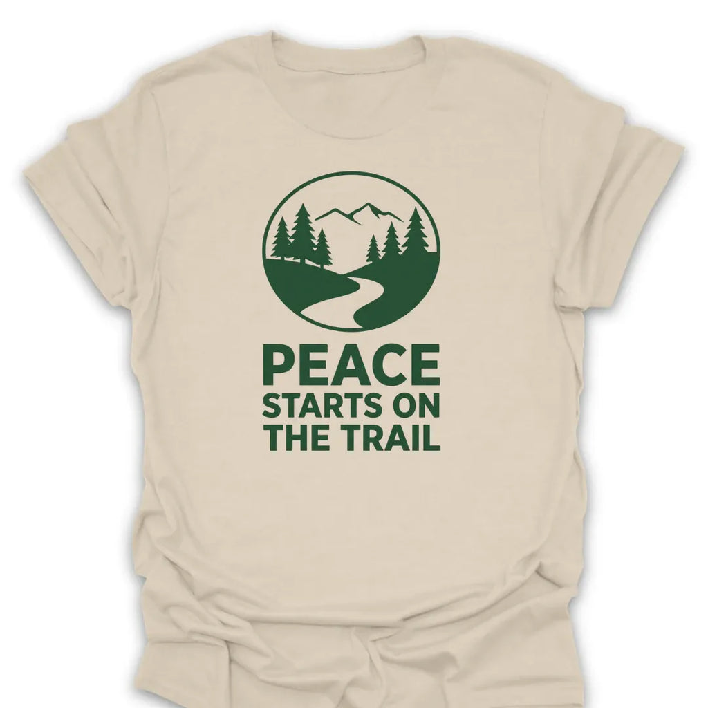 T-Shirt Natural / S peace-starts-on-the-trail_green