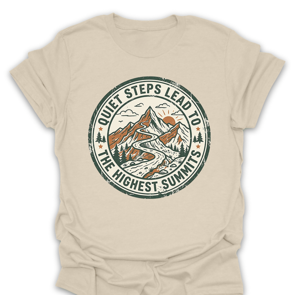 T-Shirt Natural / S Quiet Steps Highest Summits Vintage Hiking Tee
