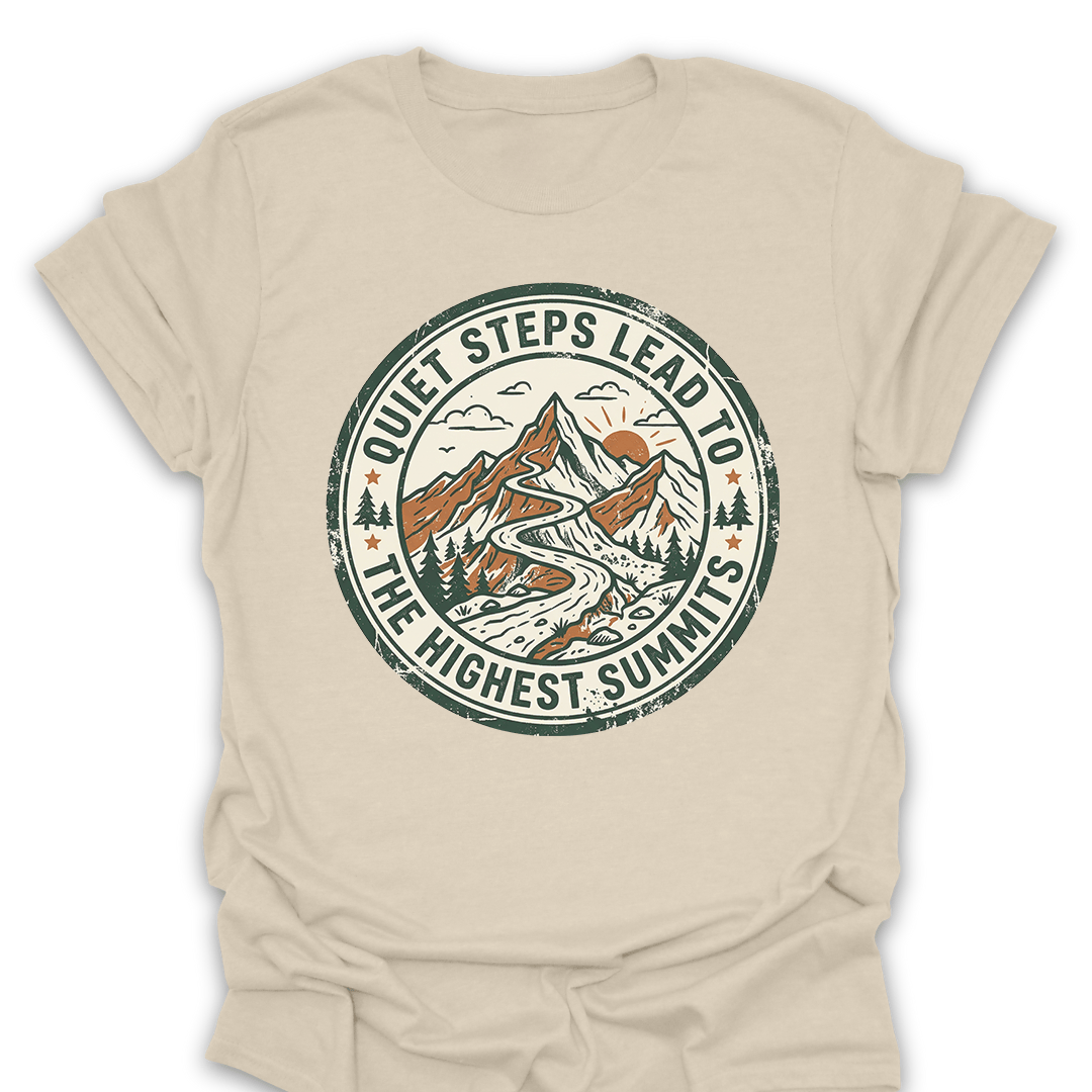 T-Shirt Natural / S Quiet Steps Highest Summits Vintage Hiking Tee