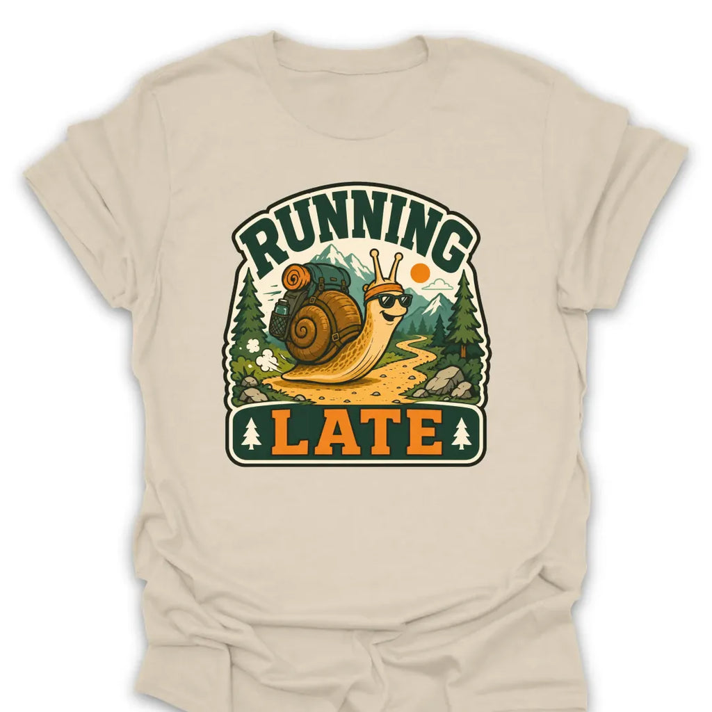 T-Shirt Natural / S Running Late Snail T-Shirt