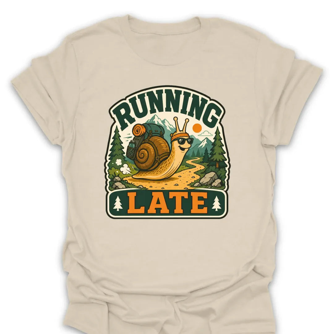 T-Shirt Natural / S Running Late Snail T-Shirt