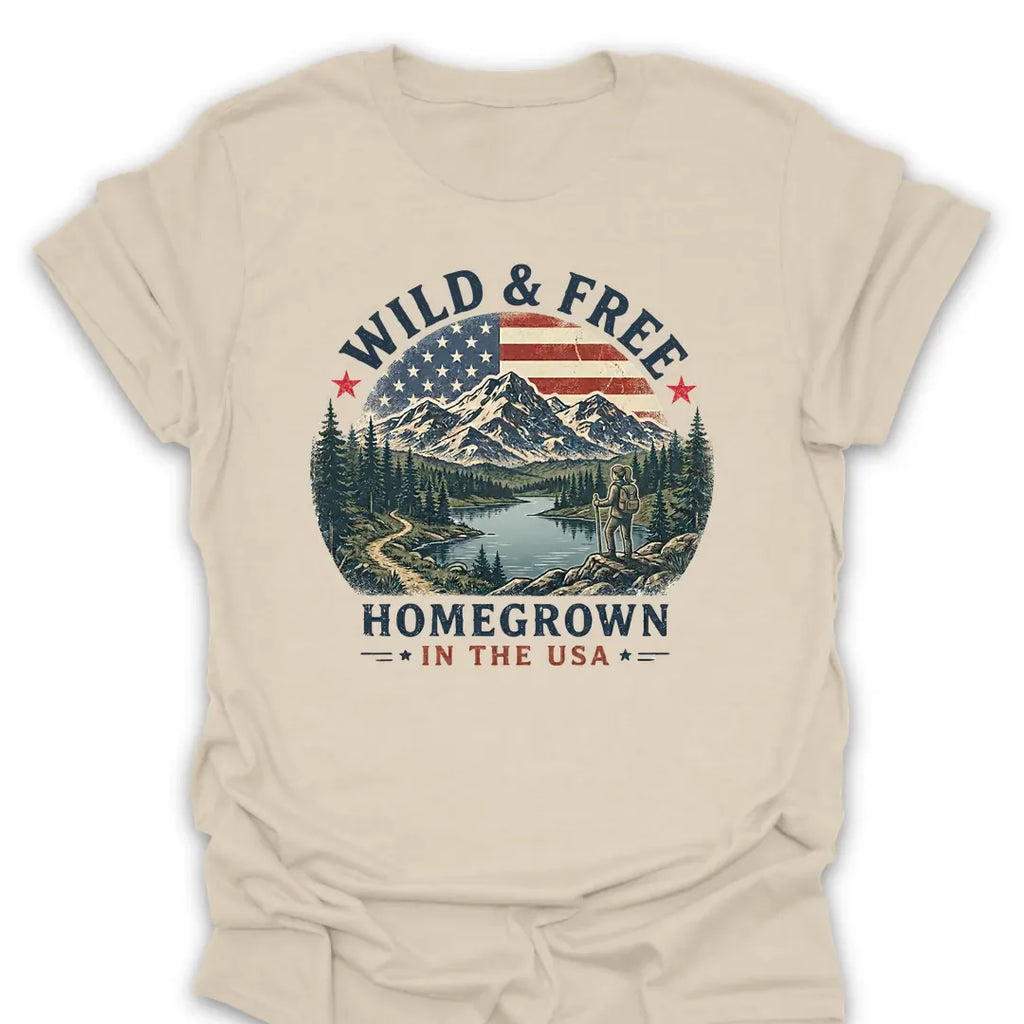 T-Shirt Natural / S Wild & Free Homegrown USA T-Shirt