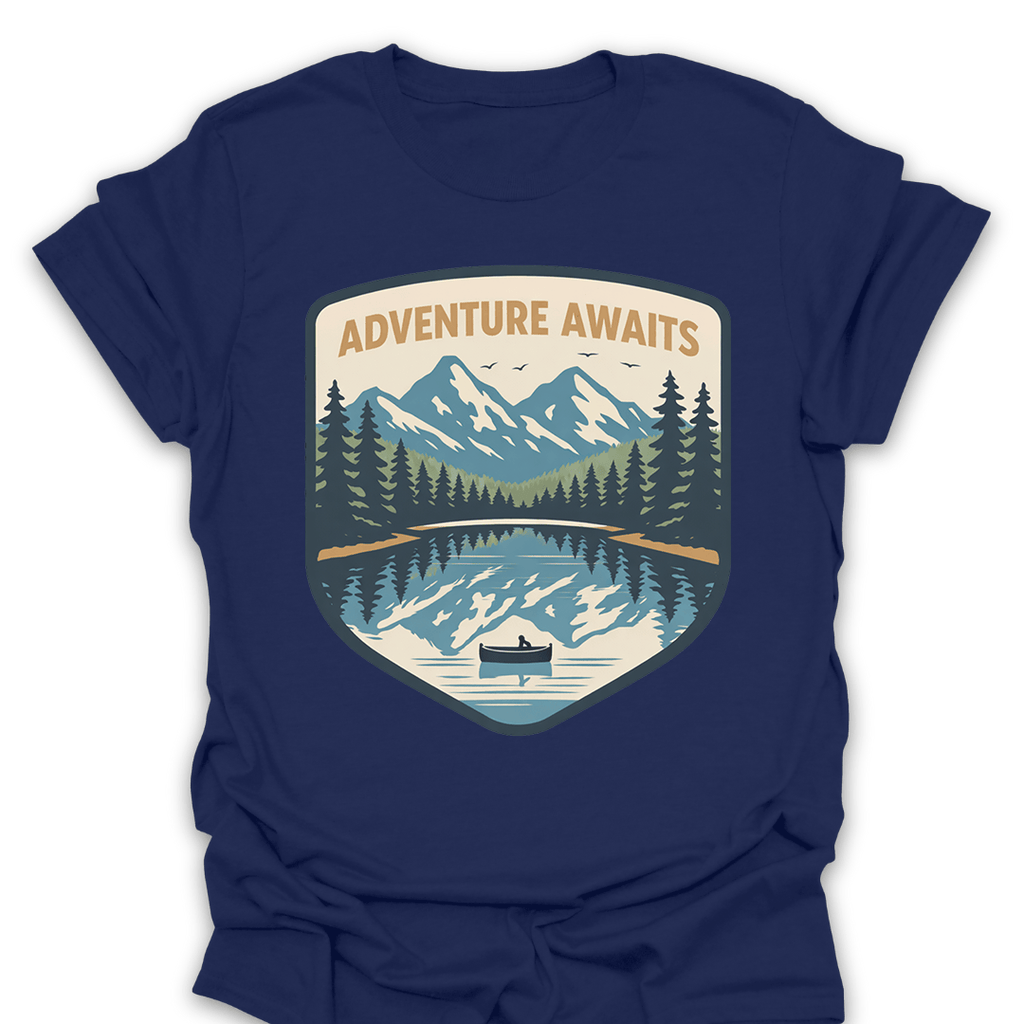 T-Shirt Navy / S Adventure Awaits Mountain Lake T-Shirt