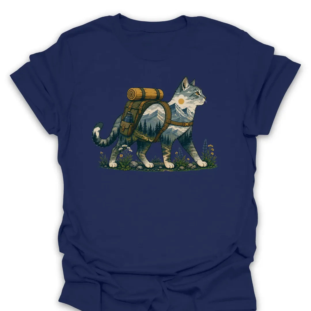 T-Shirt Navy / S Backpack Cat