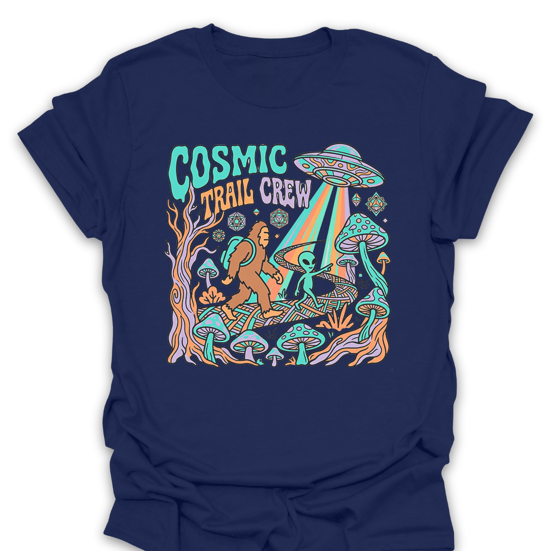 T-Shirt Navy / S Bigfoot Meets Aliens Cosmic Trail Crew Tee