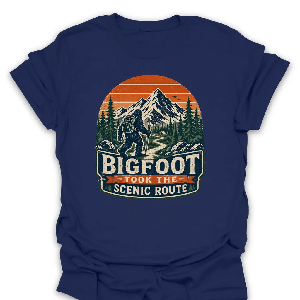 T-Shirt Navy / S Bigfoot Took The Scenic Route T-Shirt