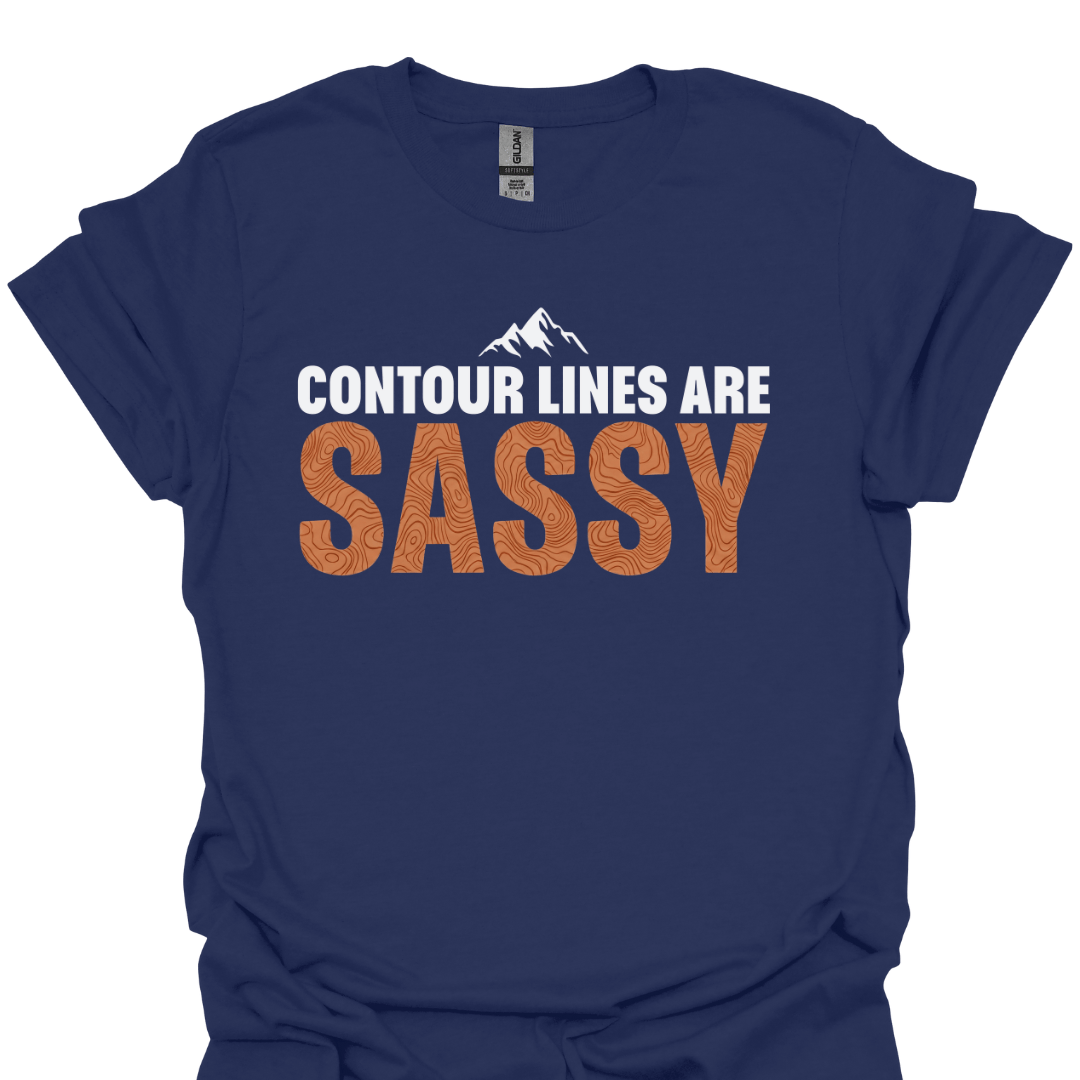 T-Shirt Navy / S Contour Lines Are SASSY T-Shirt