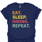 T-Shirt Navy / S Eat. Sleep. Hike. Repeat. – Outdoor Adventure T-Shirt