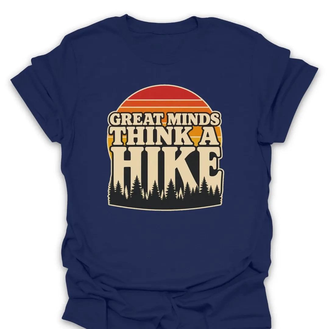 T-Shirt Navy / S Great Minds Think A Hike Retro Sunset