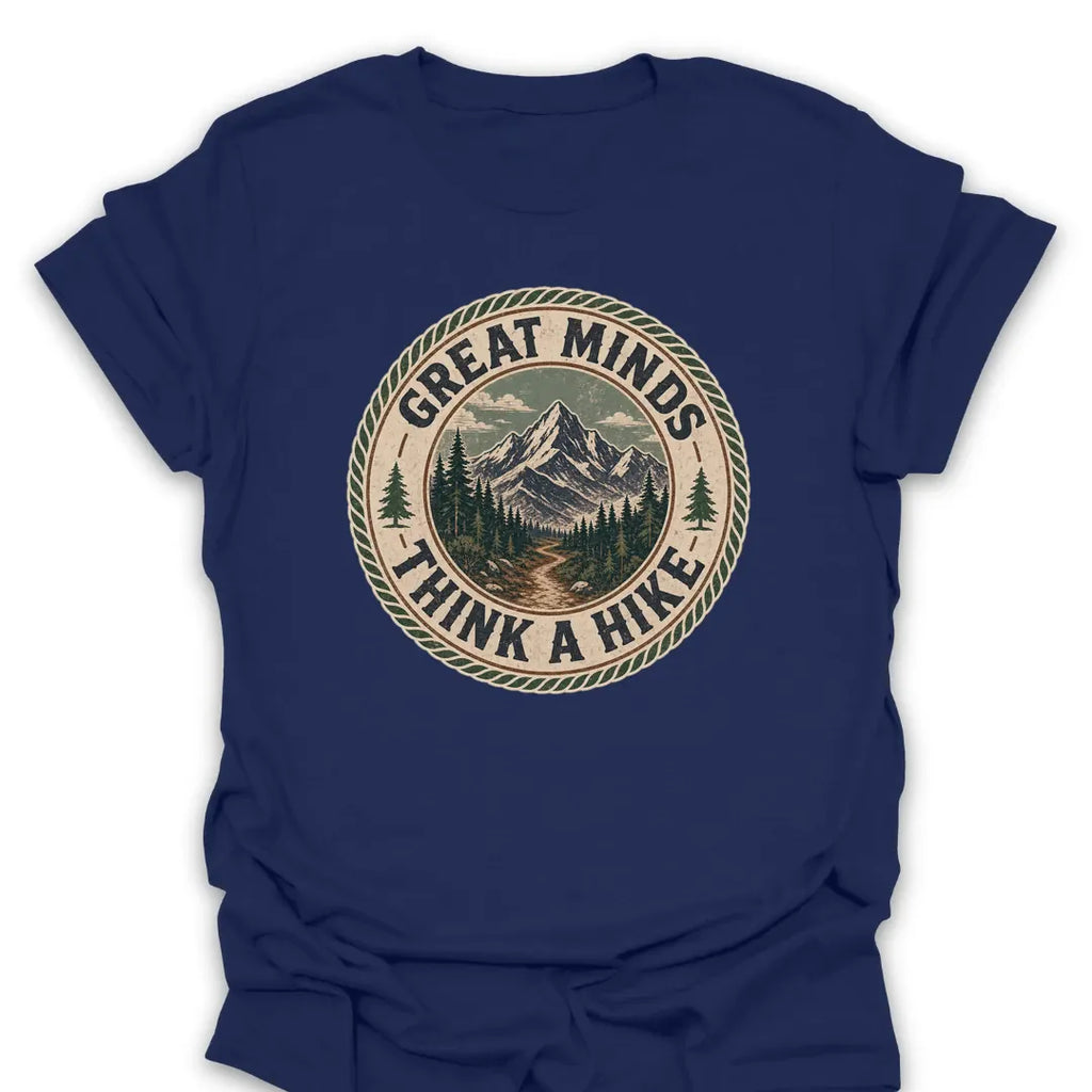 T-Shirt Navy / S Great Minds Think A Hike Vintage Badge