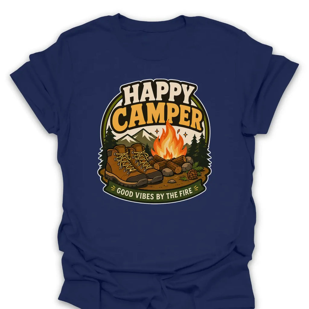 T-Shirt Navy / S Happy Camper Good Vibes T-Shirt