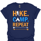 T-Shirt Navy / S Hike. Camp. Repeat. – Outdoor Adventure T-Shirt 🏕️