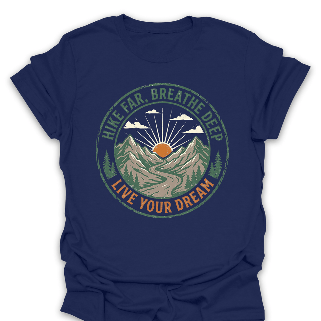 T-Shirt Navy / S Hike Far Breathe Deep Adventure Tee