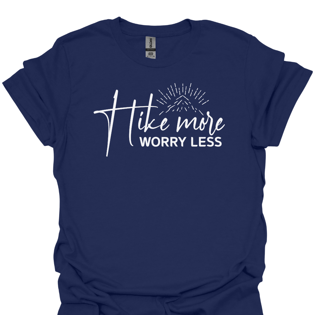 T-Shirt Navy / S Hike More, Worry Less – Mountain Adventure T-Shirt