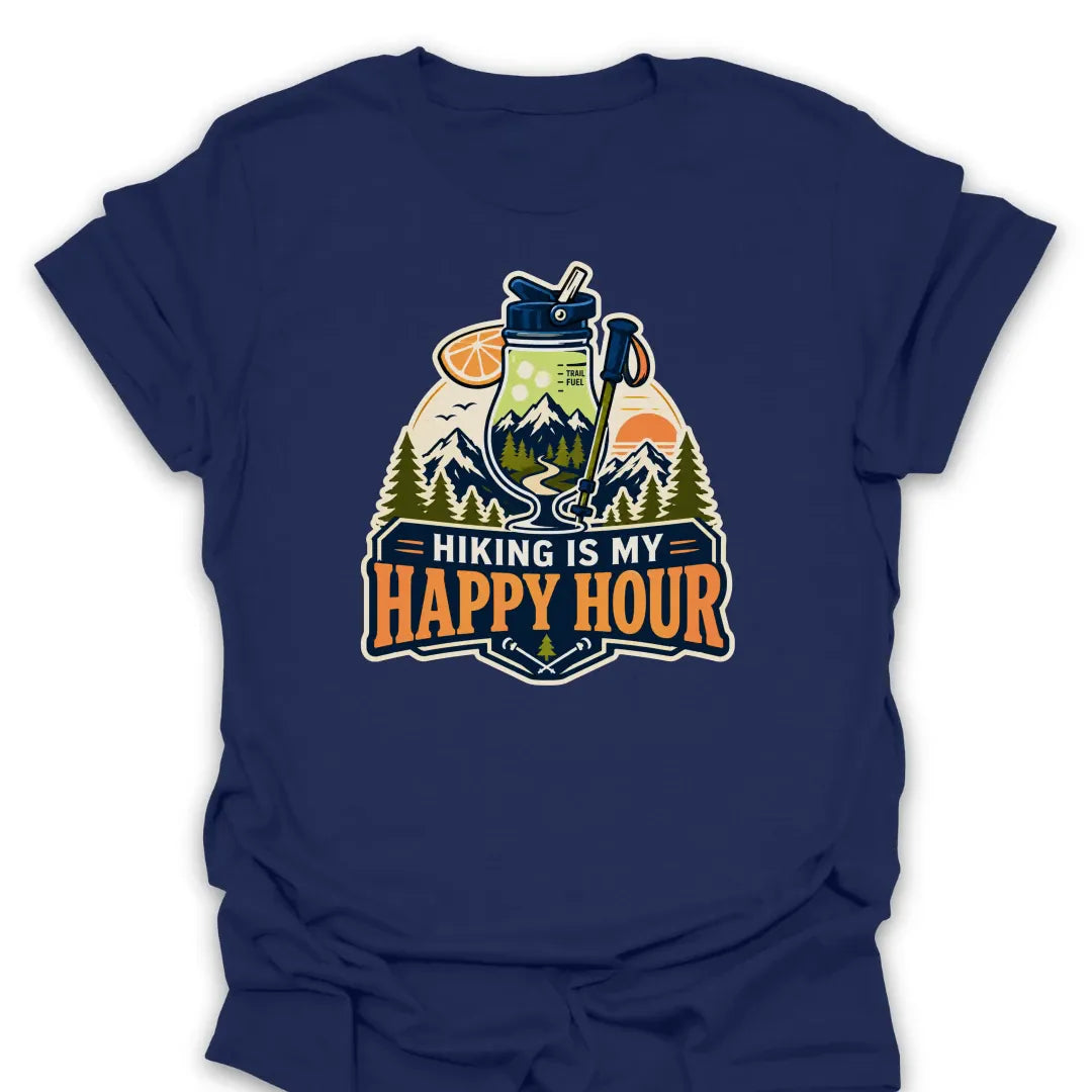 T-Shirt Navy / S Hiking Is My Happy Hour T-Shirt