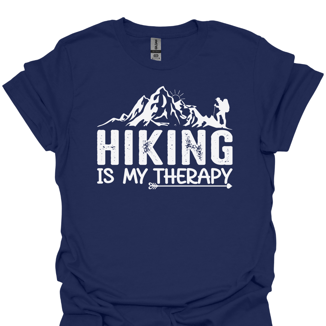 T-Shirt Navy / S Hiking Is My Therapy - Mountain T-Shirt