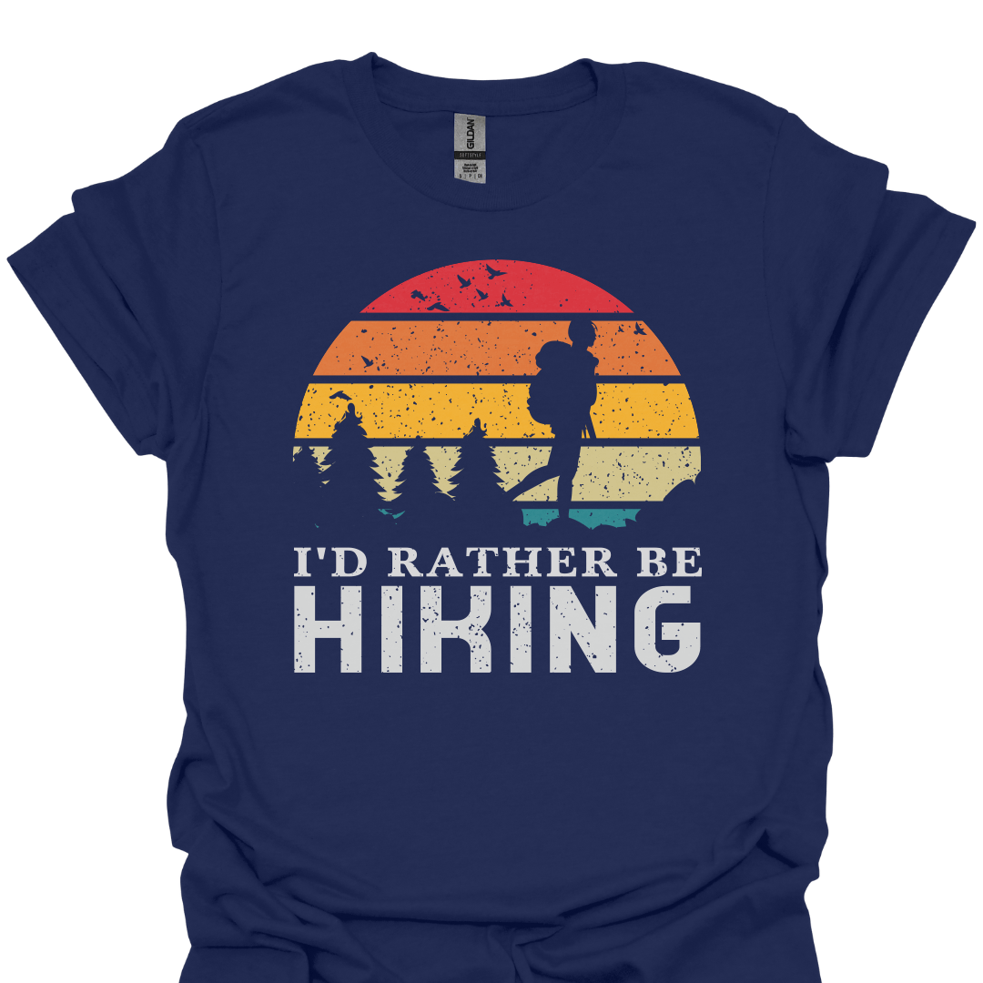 T-Shirt Navy / S I'd Rather Be Hiking - Retro T-Shirt