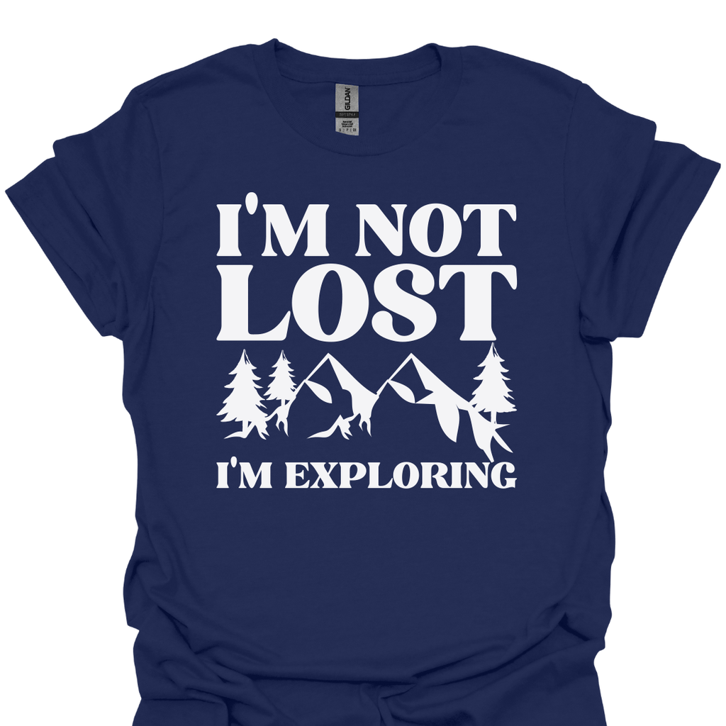 T-Shirt Navy / S I’m Not Lost, I’m Exploring – Adventure Hiking T-Shirt