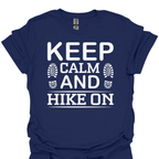 T-Shirt Navy / S Keep Calm and Hike On – Boot Print Hiking T-Shirt