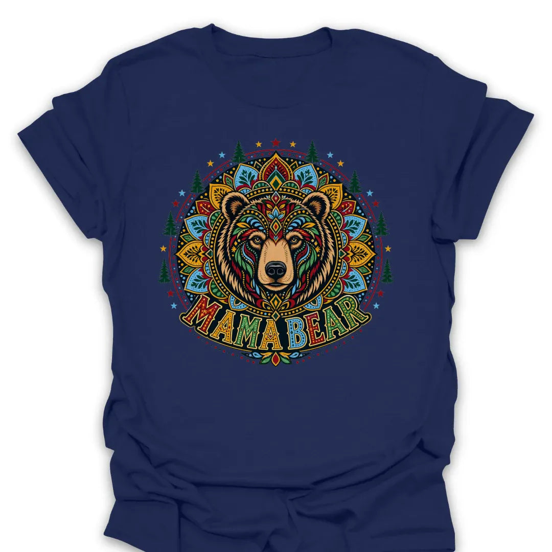 T-Shirt Navy / S Mama Bear Mandala T-Shirt
