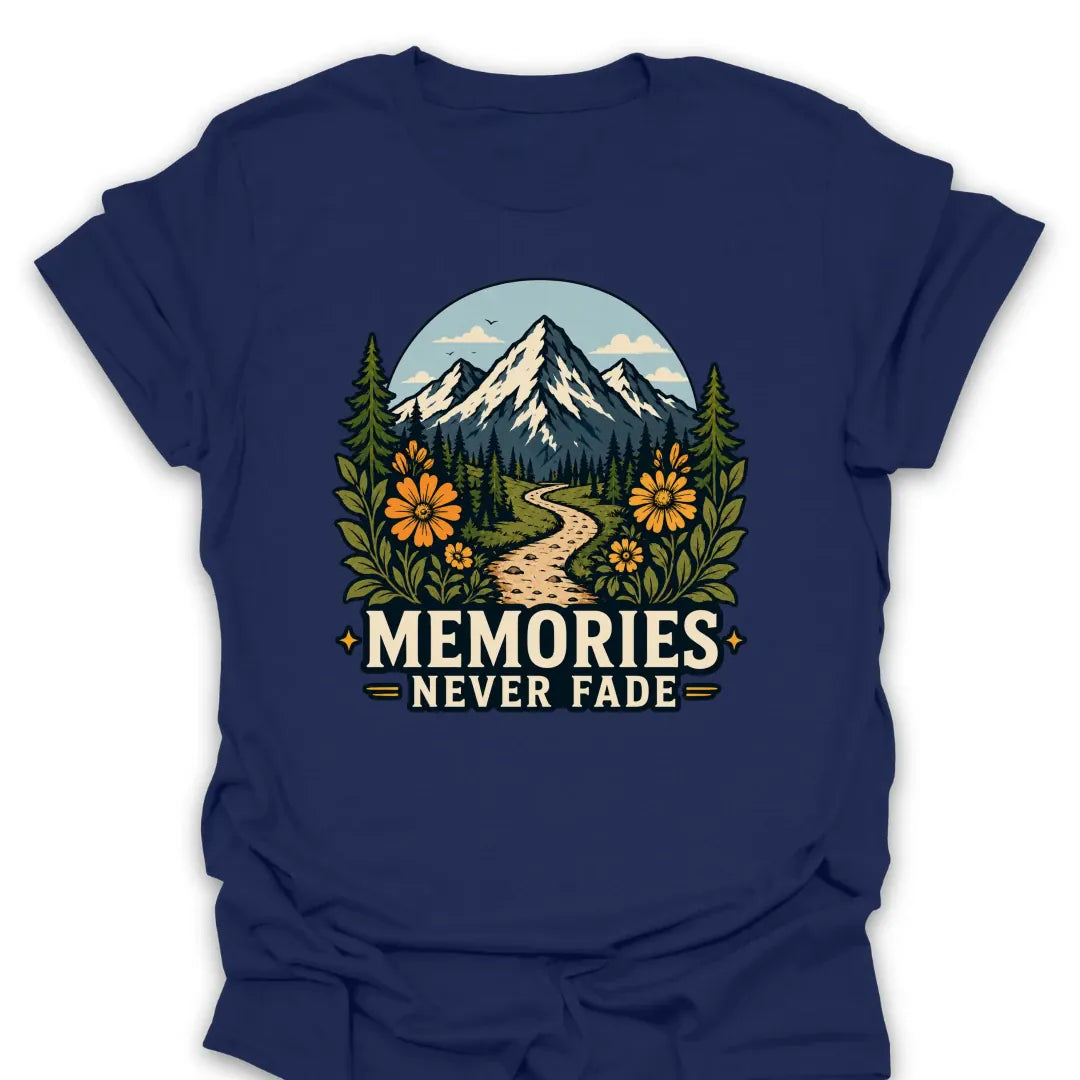 T-Shirt Navy / S Memories Never Fade Mountain Trail T-Shirt