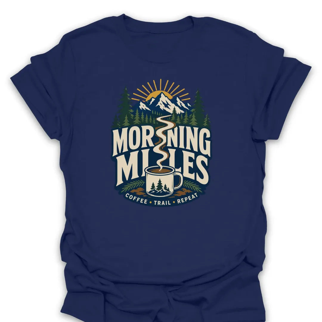 T-Shirt Navy / S Morning Miles Coffee
